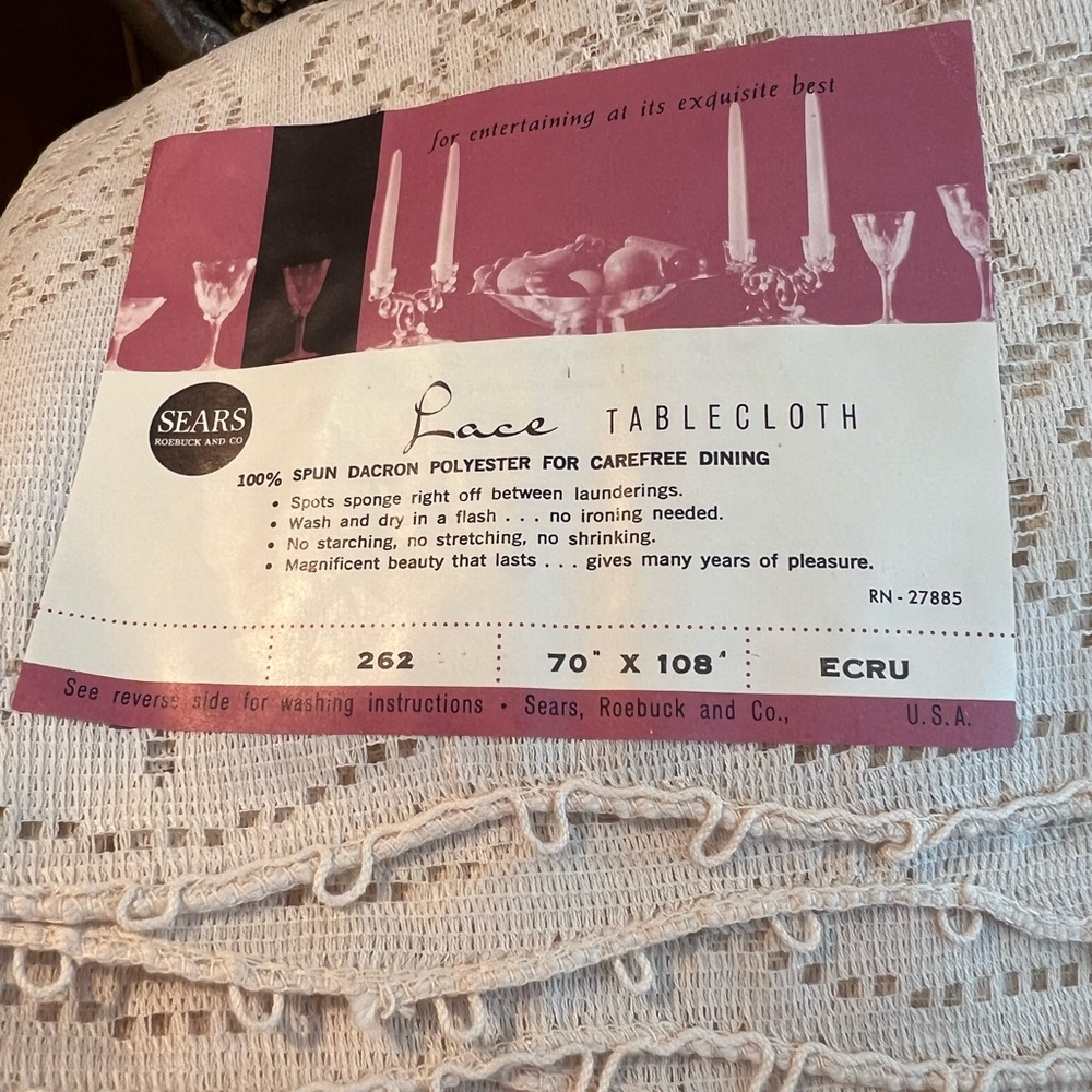 Sears Ecru Lace Dining Tablecloth